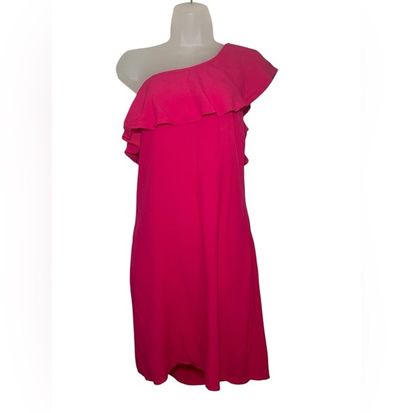 ASTR The Label New NWOT Pink One Shoulder Ruffle Mini Dress Size Large - Picture 3 of 8